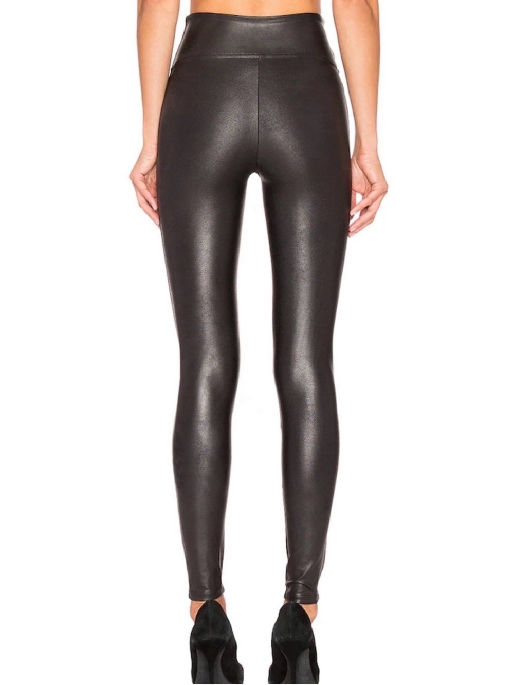 SPANX Faux Leather Leggings Black High Rise Size Medium - Picture 2 of 5